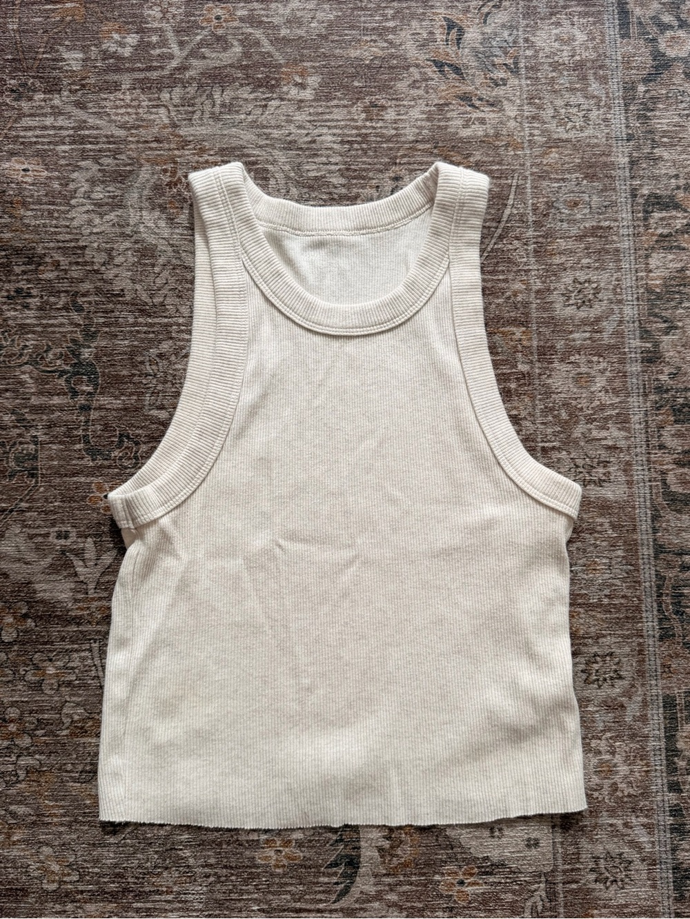 aerie Cream Ribbed Tank Top